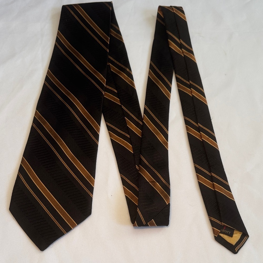 Robert Talbott Black and Gold Striped Silk Tie - Picture 4 of 7